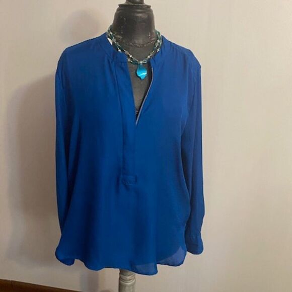 Nicole by Nicole Miller Blue 1/2 zip front tunic. size XL - Picture 1 of 4